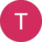 Circle icon with white letter T on a dark pink background.